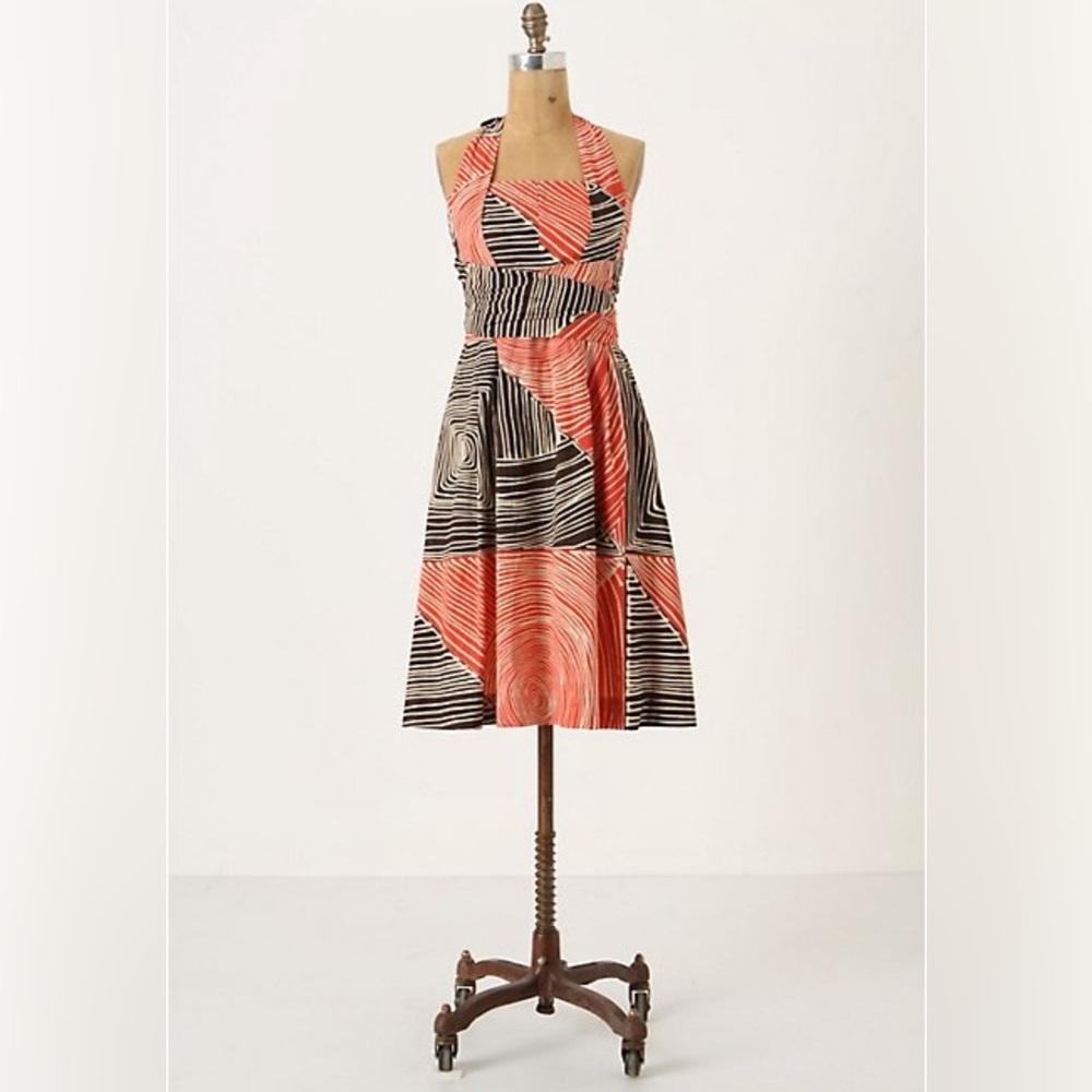 Anthropologie Black and Red Geometric Dress